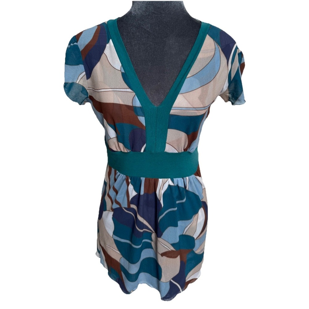 Vtg Womens Y2K Fairy Grunge Mesh Babydoll Top S Colorful Hippie Boho Artsy